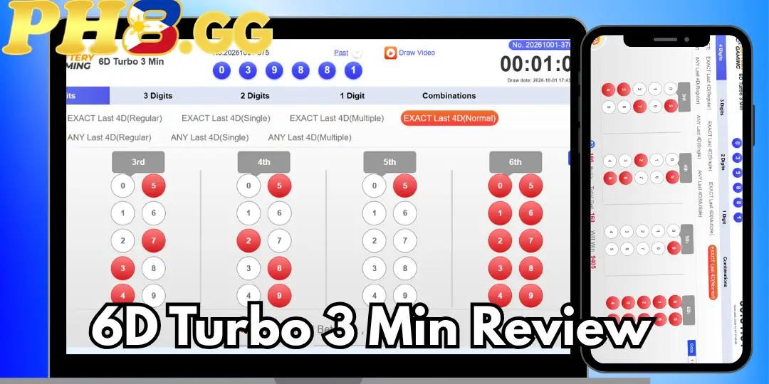 Lottery Gaming: Complete Guide & Review of 2D, 3D, 4D, 6D & 6D Turbo 3 Min - PH8 2 6D Turbo 3 Min Review